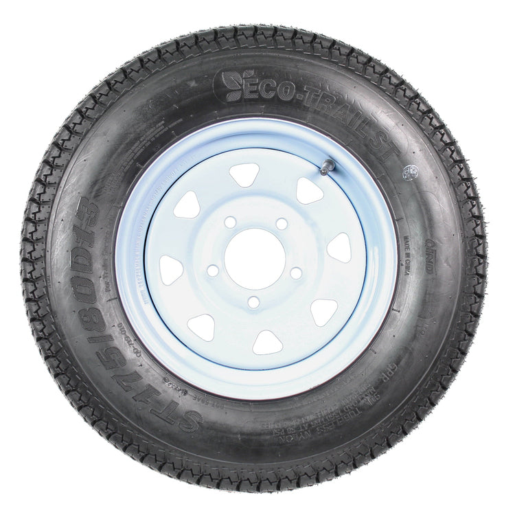 2-Pk Trailer Tires Rims ST175/80D13 175/80 13 B78-13 Lrc 5 Lug White Spoke Wheel