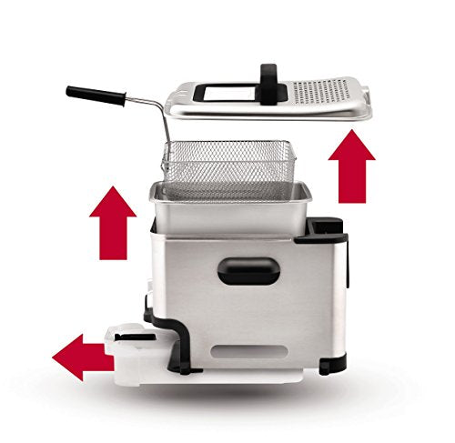 T-Fal Steel Deep Fryer with Basket 3.5 Liter Oil and 2.6 Pound Food Capacity