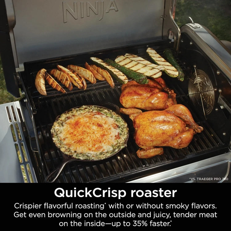 Ninja Flexflame, Grill and Smoker, Electric and Propane Grill, Roaster, BBQ Grill, 5-in-1 Cooking System, 3 Burner, Digital Control, Outdoor Cooking