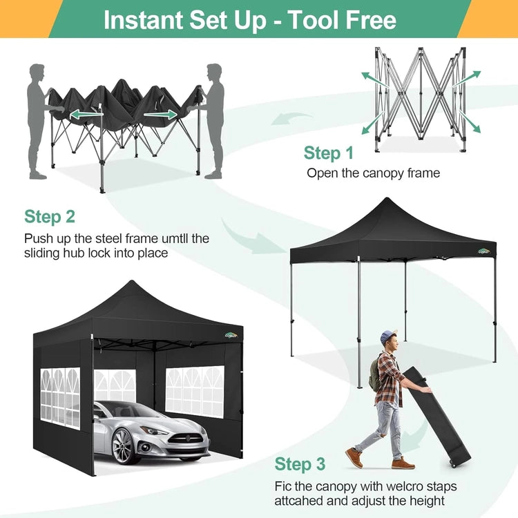 Cobizi 10x20 Heavy Duty Pop up Canopy Tent with 6 Sidewalls Easy up Commercial Outdoor Canopy Wedding Party Tents