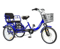 Tricycle 7 Speed, 20 Inch 3 Wheel Bikes Folding Tricycle for Adults Star Strip Blue
