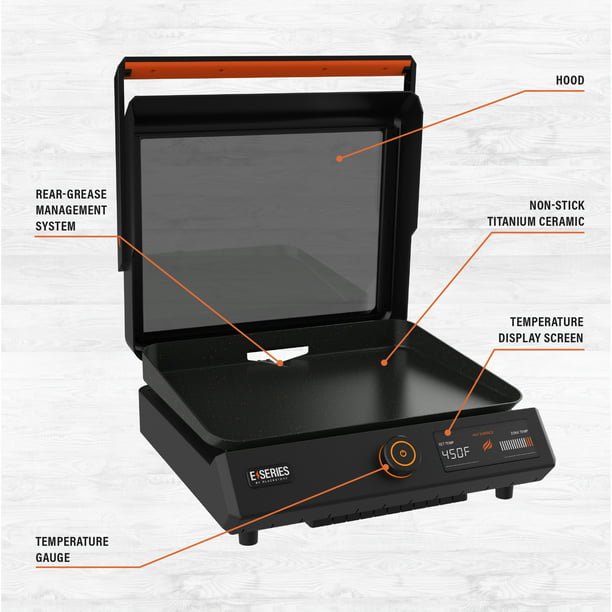 Blackstone E-Series 17" Electric Tabletop Griddle with Hood, Black