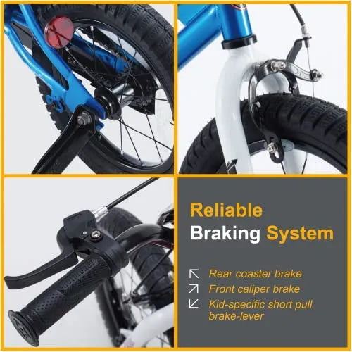 Royalbaby Kids Bike Freestyle Bmx Bicycle with Training Wheels Kickstand