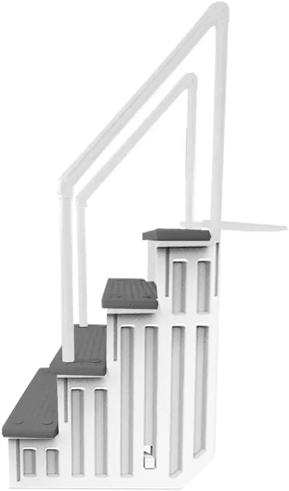 Select Anti-Slip in-Pool Steps, Gray, for Above Ground Swimming Pools, Can Mount to Decks 48" to 54" H, Safety Stairs Capacity up to 300 Lbs
