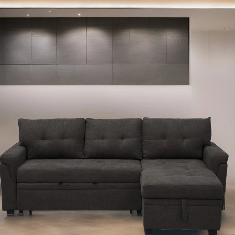 Reversible Sectional Sofa with Pull-Out Sleeper Bed, Hidden Storage Chaise, Durable Legs