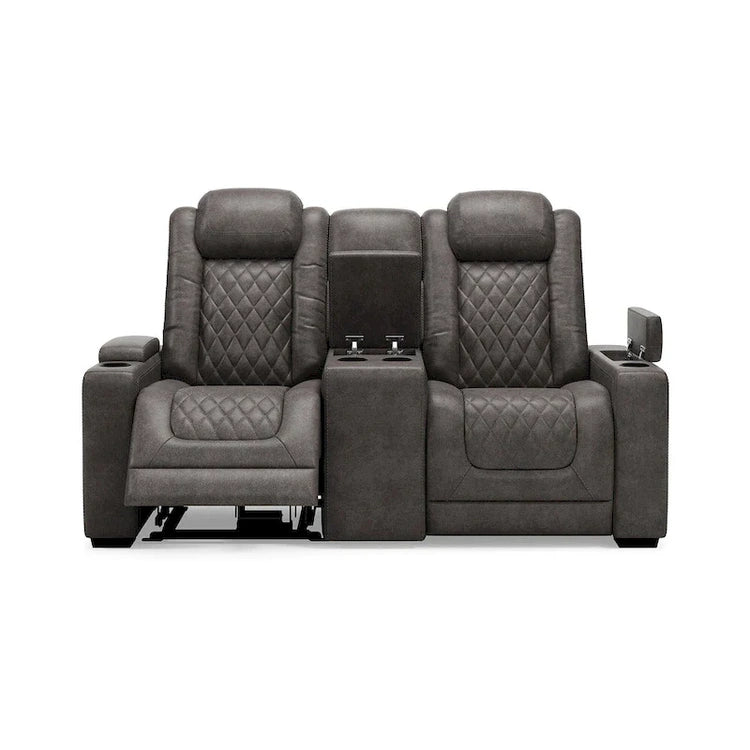 Signature Design by Ashley Hyllmont Gray Power Reclining Loveseat with Console - 71.75 W X 39 D X 44 H