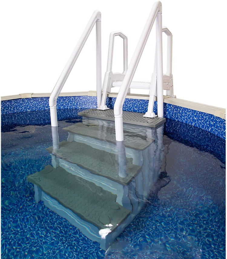 Select Anti-Slip in-Pool Steps, Gray, for Above Ground Swimming Pools, Can Mount to Decks 48" to 54" H, Safety Stairs Capacity up to 300 Lbs