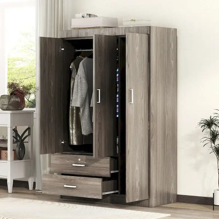 3-Door Wardrobe with 2 Drawers