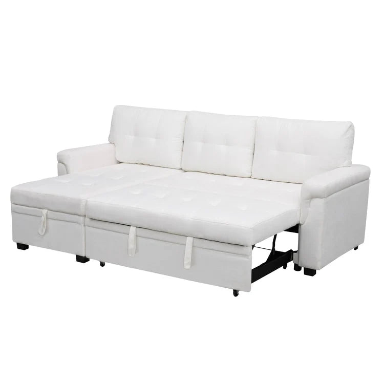 Reversible Sectional Sofa with Pull-Out Sleeper Bed, Hidden Storage Chaise, Durable Legs