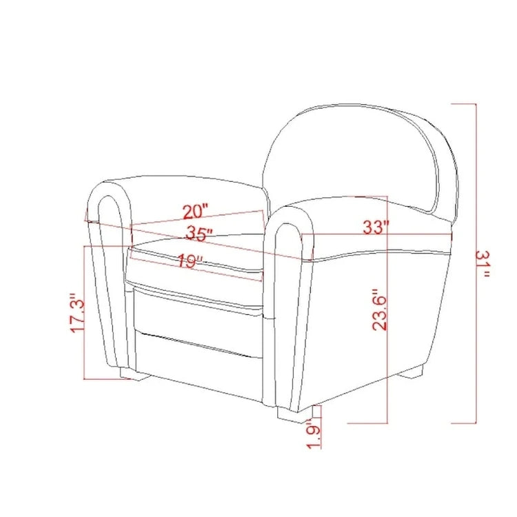 Genuine Leather Paris Club Chair, Brown