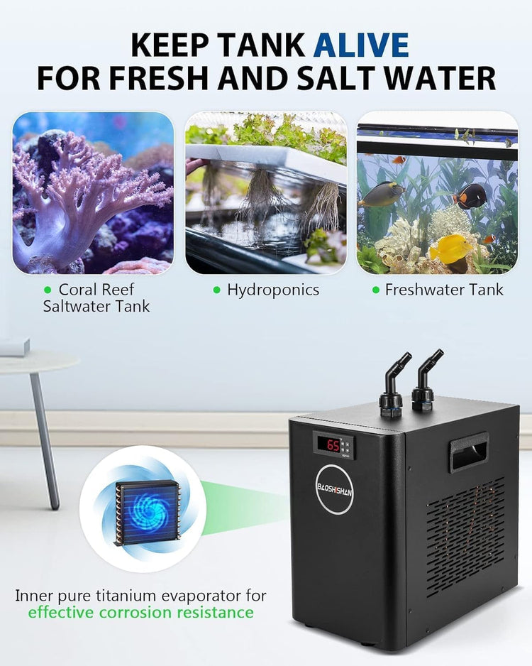 Aquarium Chiller 42gal 1/10 HP Water Cooler Fish Tank Chiller Special Quiet Design Refrigeration Compressor