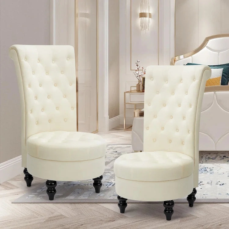Avawing Set of 2 Throne Royal Chair Thick Padding and Rubberwood Legs