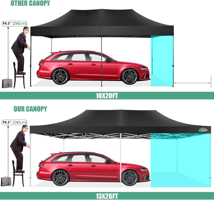 Cobizi 10x20 Heavy Duty Pop up Canopy Tent with 6 Sidewalls Easy up Commercial Outdoor Canopy Wedding Party Tents