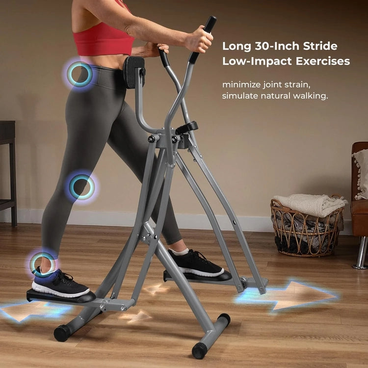 Sunny Health & Fitness Smart Air Walker Elliptical, Low-Impact 30-Inch Stride Home Glider Machine, Senior Cross Trainer for Indoor Cardio Exercise