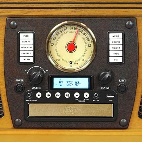 Victrola 8-in-1 Bluetooth Record Player & Multimedia Center, Built-in Stereo Speakers - Turntable, Wireless Music Streaming