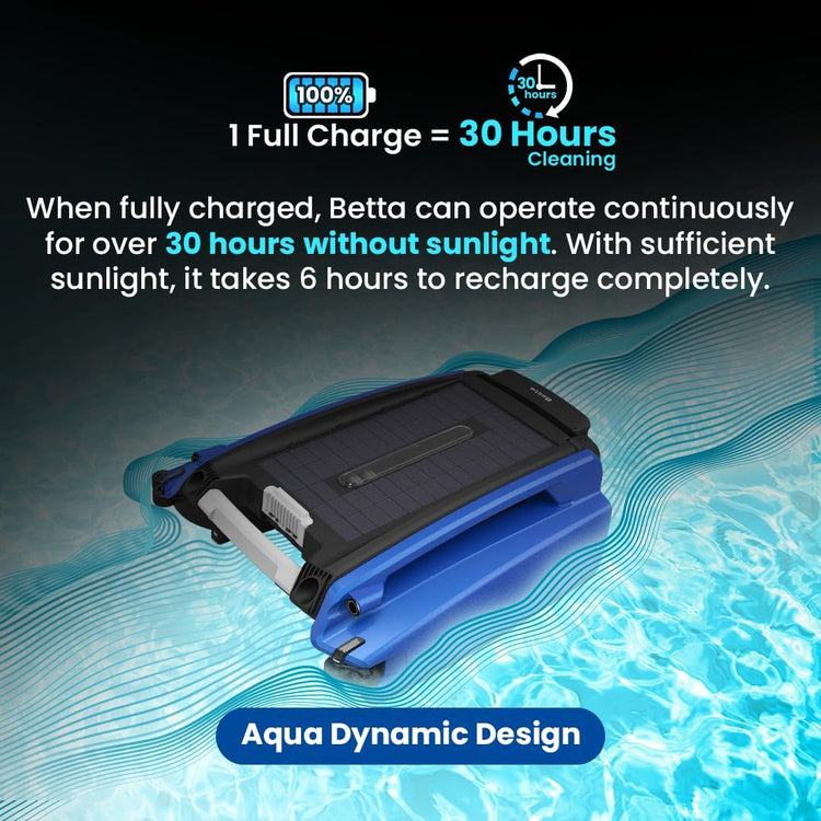 Betta Se Solar Powered Automatic Robotic Pool Surface Skimmer Cleaner with 30-Hour Continuous Cleaning Battery Power and Re-Engineered Twin Salt
