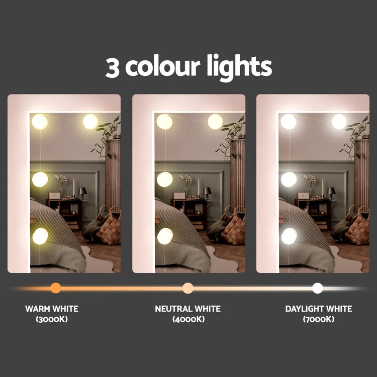 Artiss Dressing Table Set Stool 10 LED Bulbs White Debbie
