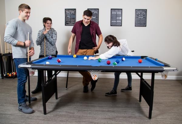 Hathaway Fairmont 6 Ft Portable Pool Table, Adults Folding Billiards Tables for Game Room with Easy Foldable Storage