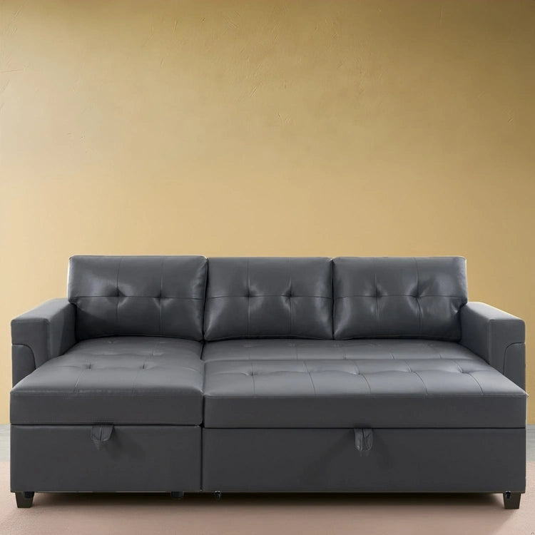 Reversible Sectional Sofa with Pull-Out Sleeper Bed, Hidden Storage Chaise, Durable Legs