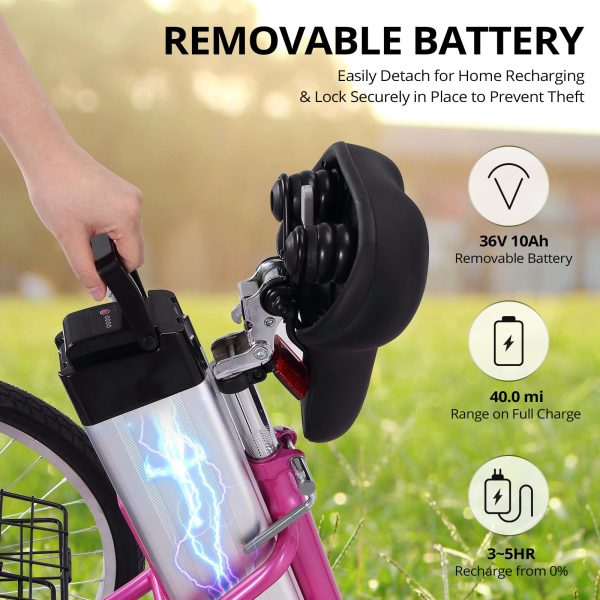 Electric Tricycle for Adults, 7 Speeds Folding Electric Trike, 24 Inch 3 Wheel Motorized Bicycle w/36V 10Ah Removable Battery