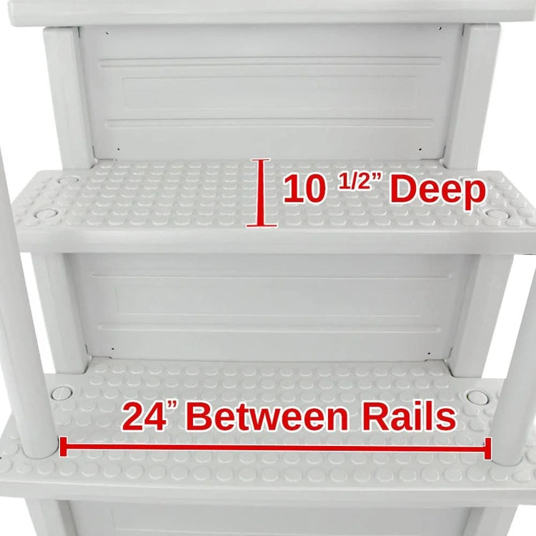 Select Anti-Slip in-Pool Steps, Gray, for Above Ground Swimming Pools, Can Mount to Decks 48" to 54" H, Safety Stairs Capacity up to 300 Lbs
