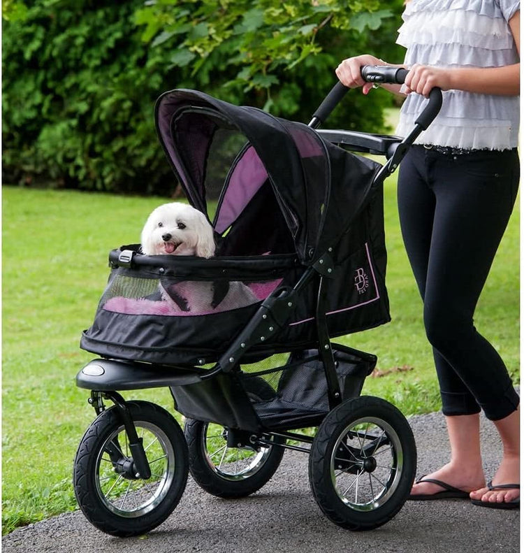 No-Zip Nv Pet Stroller for Cats/Dogs, Zipperless Entry, Easy One-Hand Fold, Gel-Filled Tires, Plush Pad + Weather Cover Included, 3 Colors