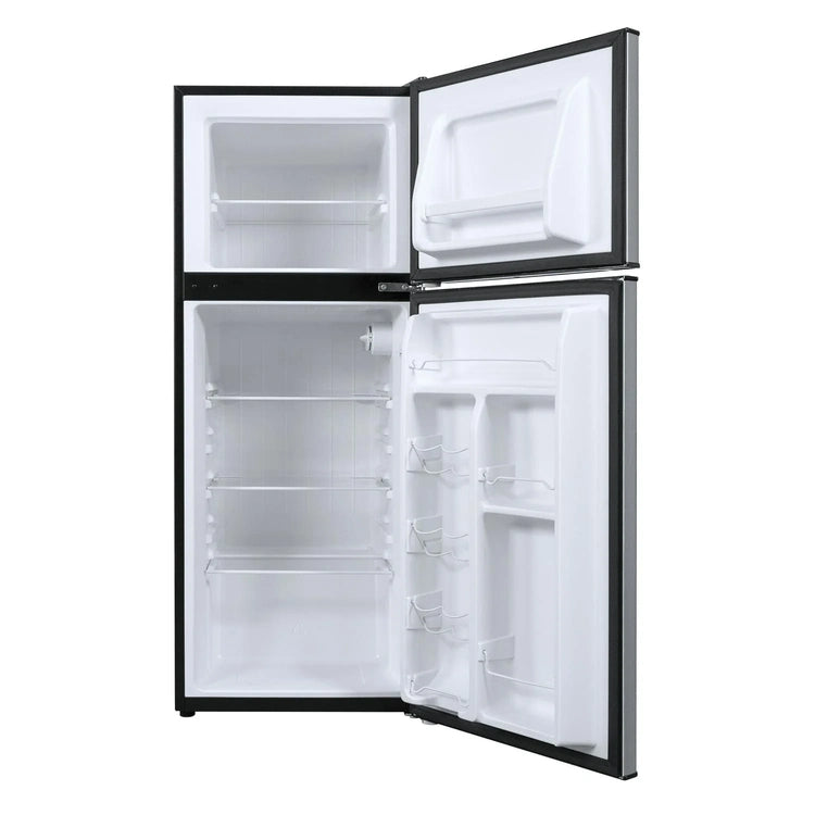 Galanz 4.6. Cu. Ft. Two Door Mini Refrigerator with Freezer, Stainless Steel