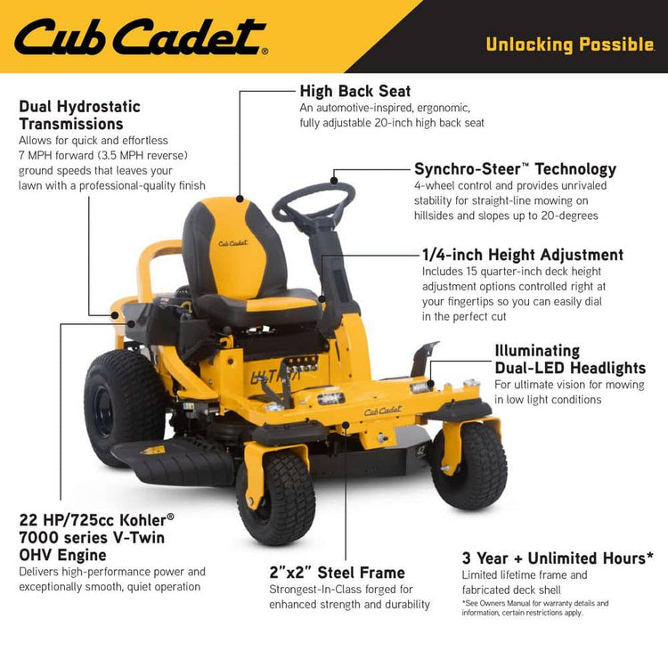 Cub Cadet Ultima ZTS1 42-in Fabricated Deck Zero-Turn Riding Mower - 22-HP V-Twin Kohler 7000 Series Engine - Dual Hydro Drive
