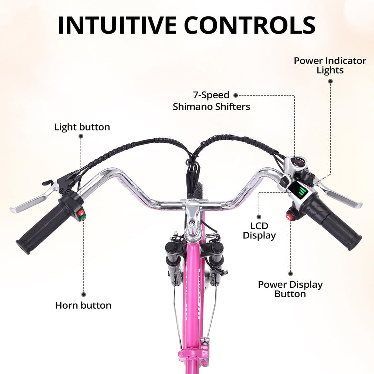 Electric Tricycle for Adults, 7 Speeds Folding Electric Trike, 24 Inch 3 Wheel Motorized Bicycle w/36V 10Ah Removable Battery