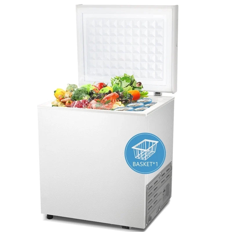 1.8 Cu. Ft. Chest Freezer with Removable Basket, Bottom Drain, 7-Level Thermostat, Freestanding Design for Home and Apartment
