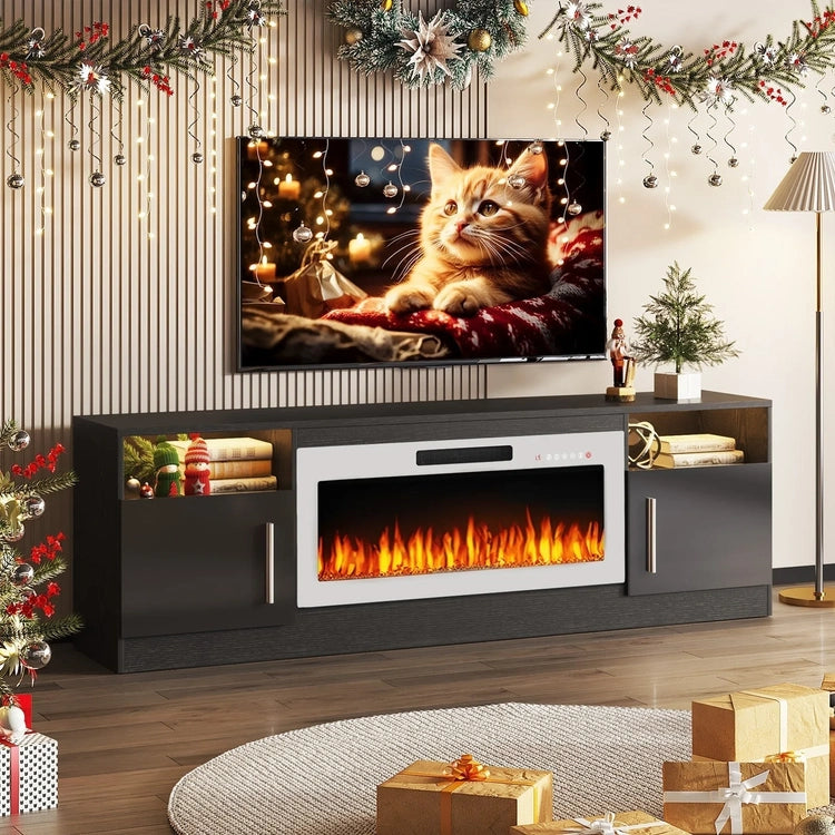 Bossin 70 Fireplace TV Stand with 36 Electric Fireplace, TV Stand for Tvs up to 80,16 Colors LED Lights/Entertainment Center