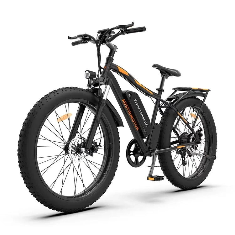 26 In.48V 13Ah 750W Mountain Electric Bikes for Adults Men, 26"x4.0 Fat Tire Electric Bicycle 7 Speeds Gear Outdoor Ebikes, Black, S48