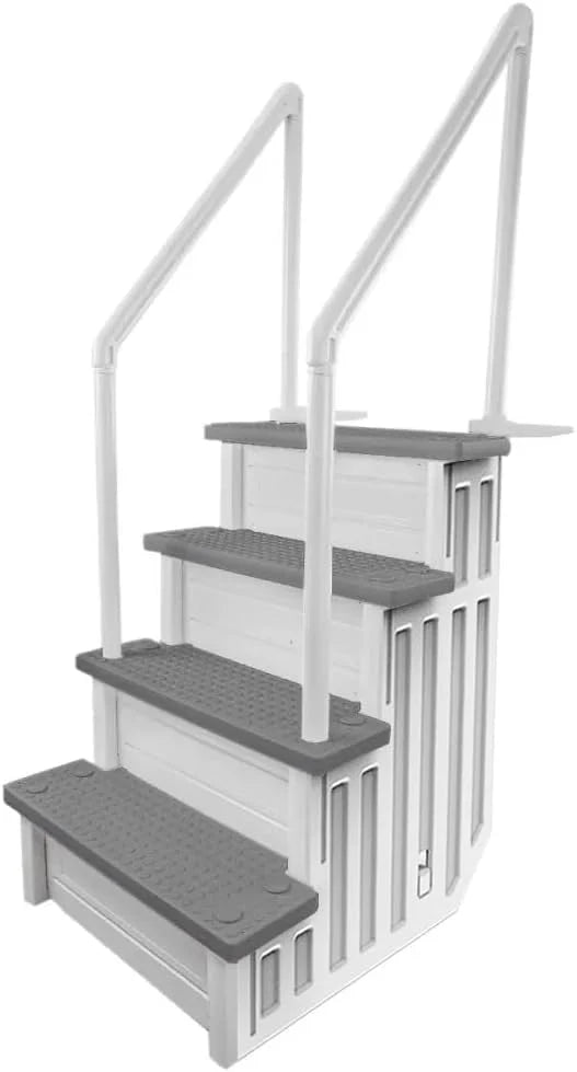 Select Anti-Slip in-Pool Steps, Gray, for Above Ground Swimming Pools, Can Mount to Decks 48" to 54" H, Safety Stairs Capacity up to 300 Lbs