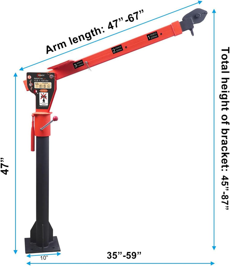 Pismire Winch Versatile 0.5T Folding Truck-Mounted Bed Crane Hoist Lift Pickup with Electric Winch 3500 Lb 12V