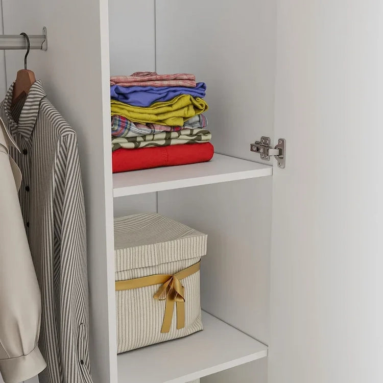 Modern Freestanding Solid Wood Wardrobe Closet with Storage Shelves