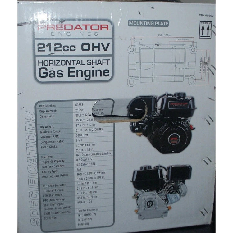 Predator Horizontal Shaft Engine - 6.5 HP, 212cc