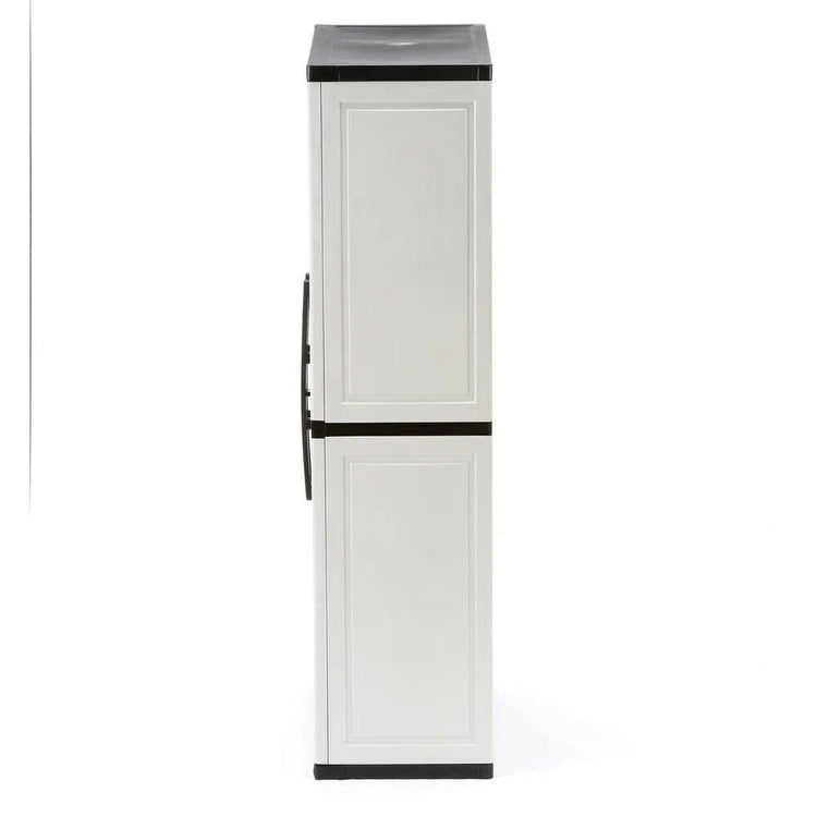 Gray Plastic Freestanding Garage Cabinet, 35''W X 71''H X 18''D, with Adjustable Shelves and Lockable Doors