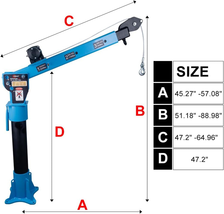 Pismire Winch Versatile 0.5T Folding Truck-Mounted Bed Crane Hoist Lift Pickup with Electric Winch 3500 Lb 12V