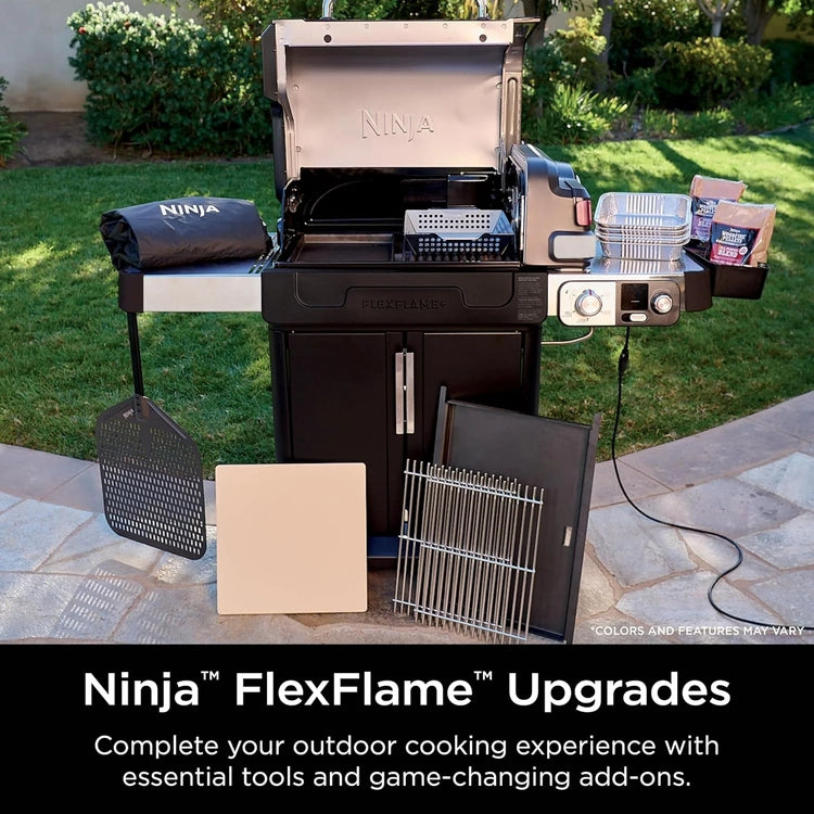 Ninja Flexflame, Grill and Smoker, Electric and Propane Grill, Roaster, BBQ Grill, 5-in-1 Cooking System, 3 Burner, Digital Control, Outdoor Cooking