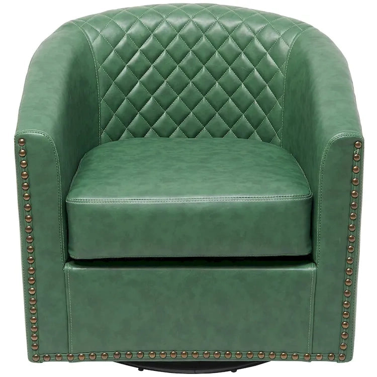 Kinwell 29 Wide Tufted Pu Leather Swivel Barrel Chair