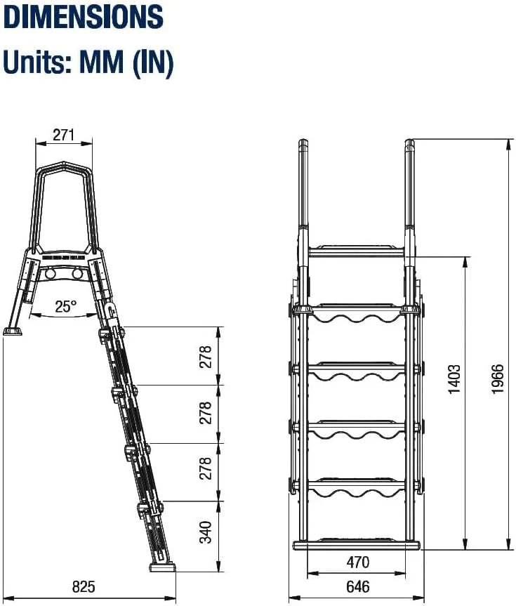 Select Anti-Slip in-Pool Steps, Gray, for Above Ground Swimming Pools, Can Mount to Decks 48" to 54" H, Safety Stairs Capacity up to 300 Lbs