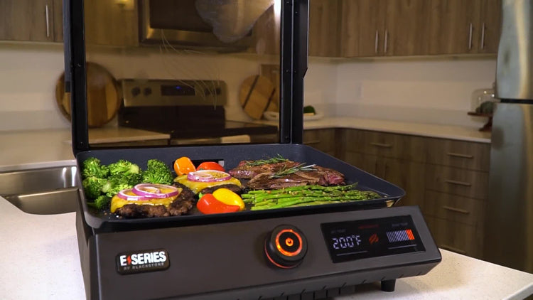Blackstone E-Series 17" Electric Tabletop Griddle with Hood, Black