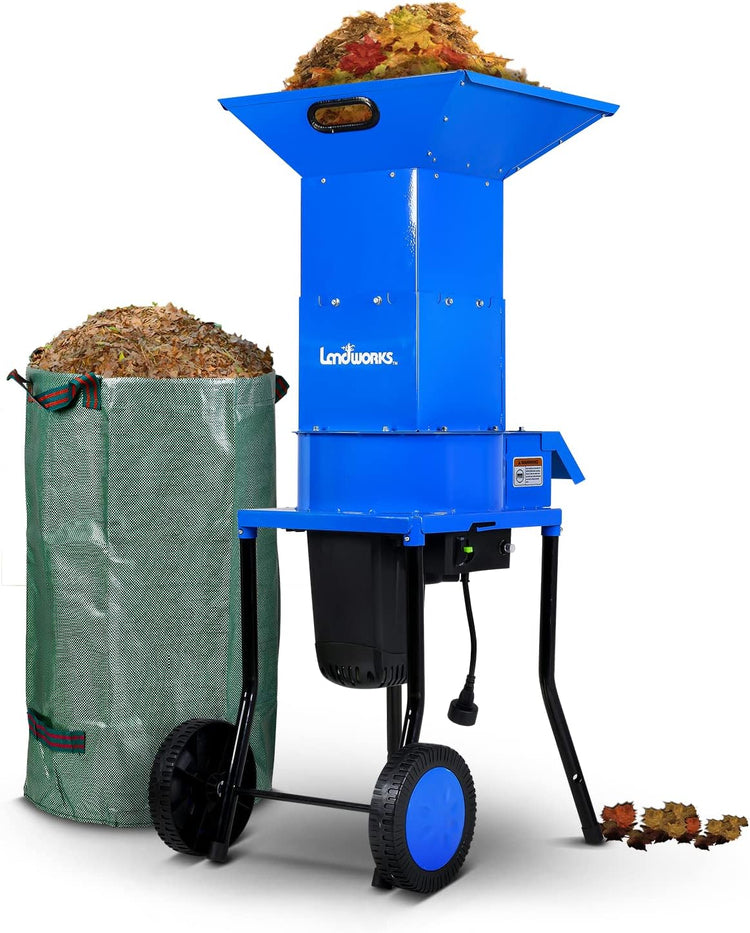 Landworks Leaf Mulcher Shredder Electric Green and Waste Management Heavy Duty 120V AC 11" Inch Cutting Blade .5" Inch Cutting Capacity for Leaves