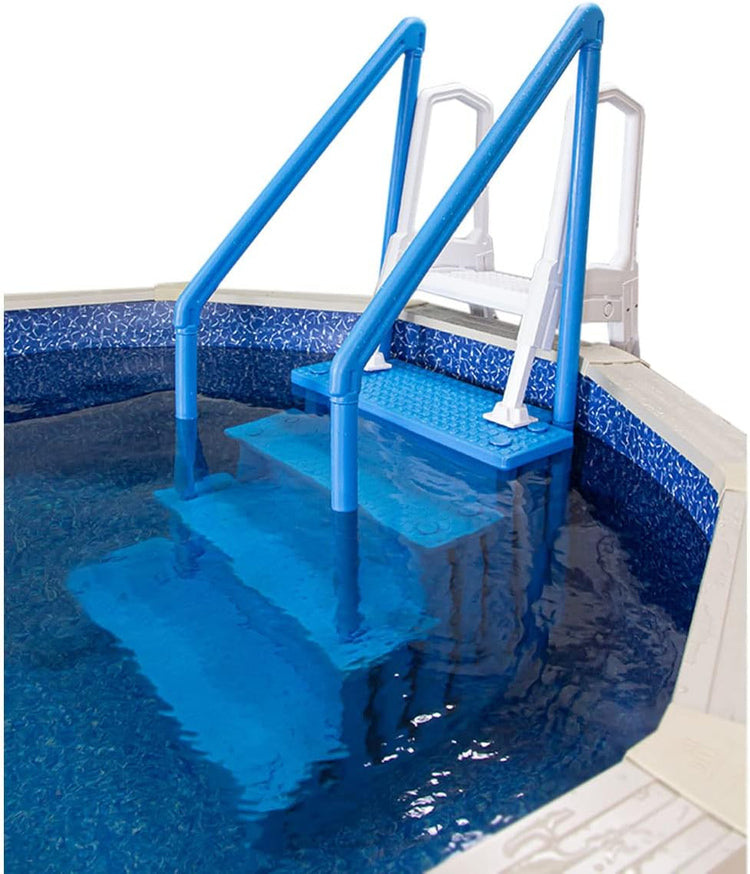 Select Anti-Slip in-Pool Steps, Gray, for Above Ground Swimming Pools, Can Mount to Decks 48" to 54" H, Safety Stairs Capacity up to 300 Lbs