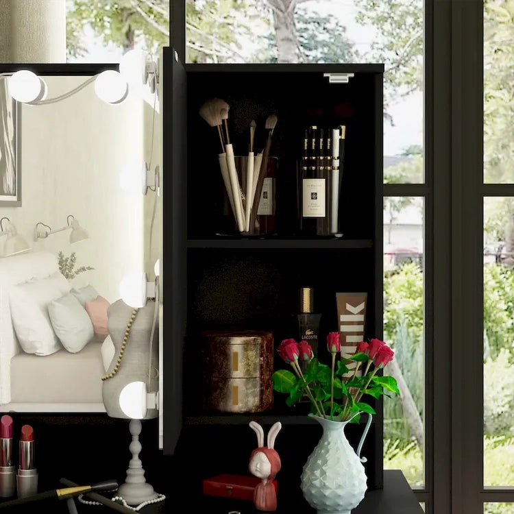 Luxurious LED Makeup Vanity with 9 Drawers Elegant Makeup Station