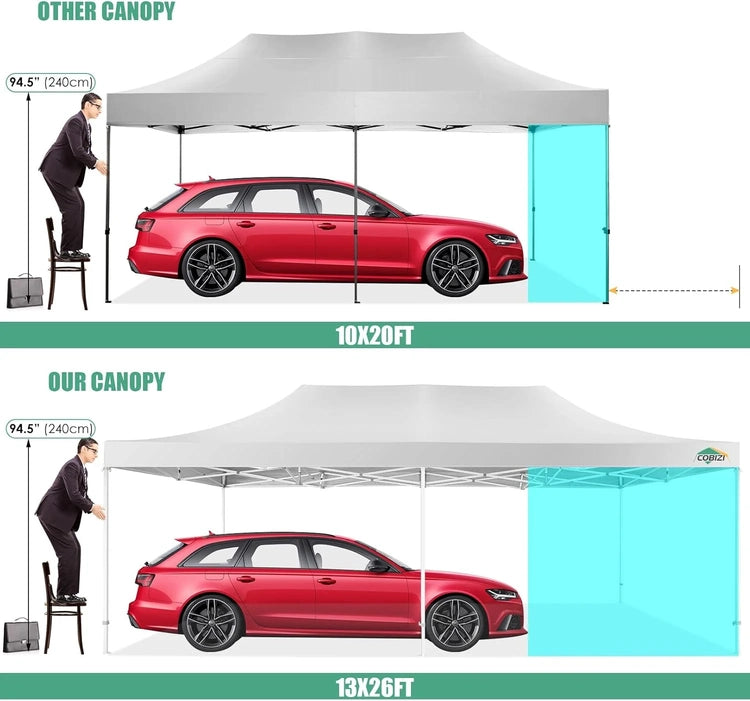 Cobizi 10x20 Heavy Duty Pop up Canopy Tent with 6 Sidewalls Easy up Commercial Outdoor Canopy Wedding Party Tents