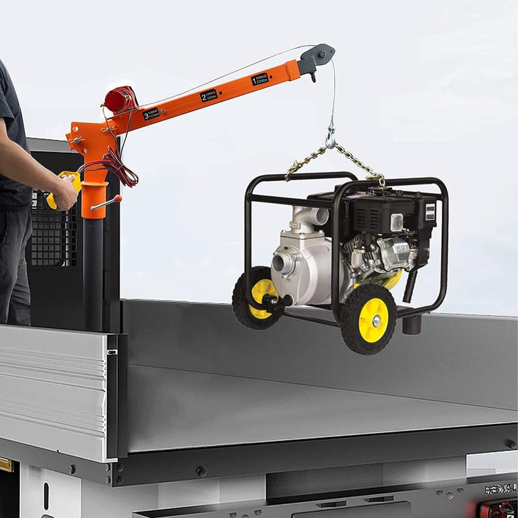 Pismire Winch Versatile 0.5T Folding Truck-Mounted Bed Crane Hoist Lift Pickup with Electric Winch 3500 Lb 12V