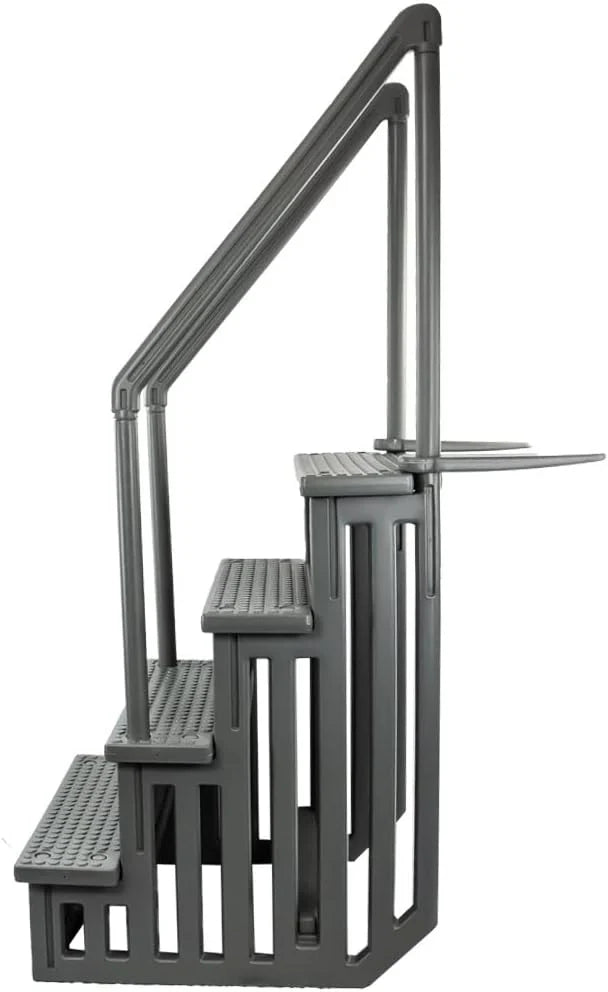 Select Anti-Slip in-Pool Steps, Gray, for Above Ground Swimming Pools, Can Mount to Decks 48" to 54" H, Safety Stairs Capacity up to 300 Lbs