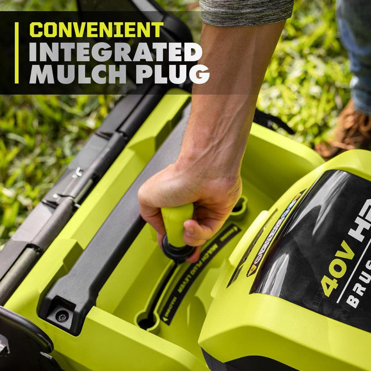 Ryobi 40V HP Brushless 21-in Self-Propelled Awd Lawn Mower - Whisper Series - Includes (2) 6.0Ah Batteries and Charger