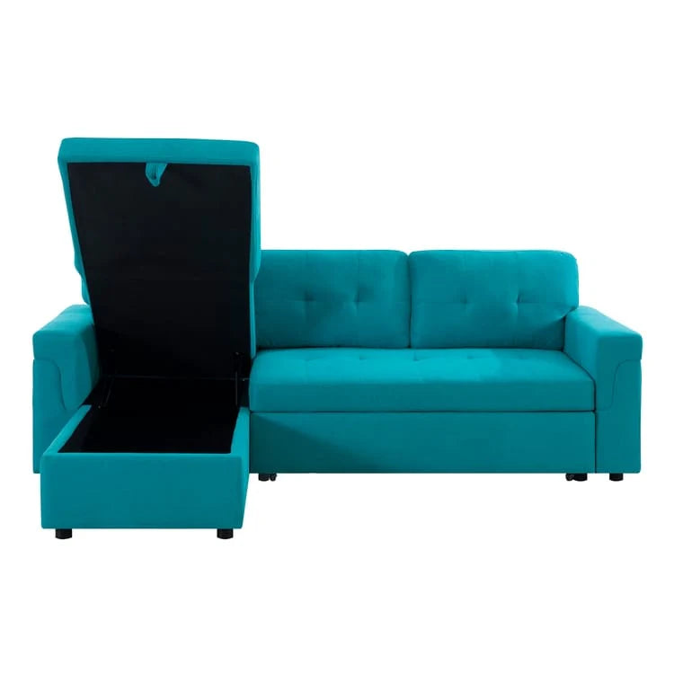 Reversible Sectional Sofa with Pull-Out Sleeper Bed, Hidden Storage Chaise, Durable Legs